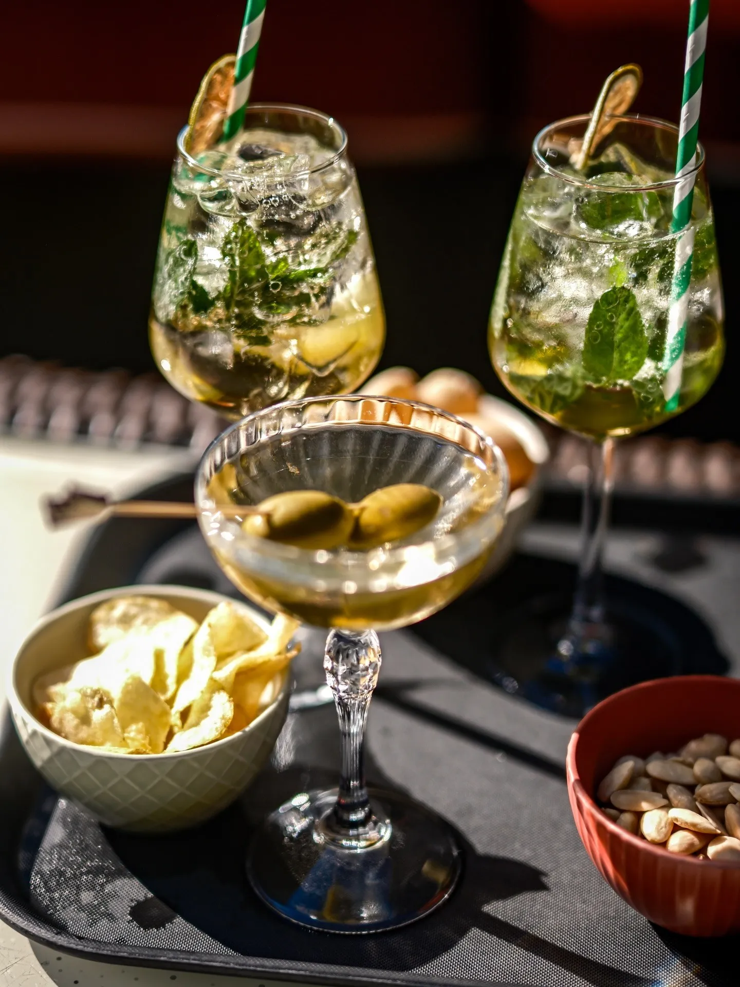 Aperitivo, two glasses and olives